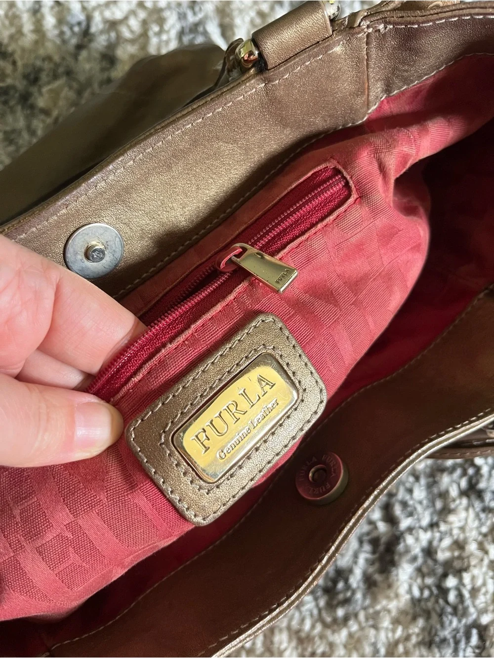 FURLA bronze Leather handbag